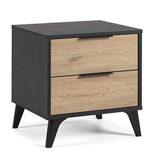 VS Venta-stock Comodino Koln 2 cassetti Color Nero/Legno, 45 cm (Larghezza) 40 cm (profondità) 51,4 cm (Altezza)