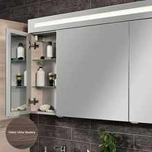 FACKELMANN B.Clever - Set di mobili da bagno, 2 pezzi, 120 cm, con lavabo in marmo e armadietto a specchio a LED