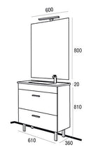 Yellowshop - Mobile Mobiletto da Bagno in Legno Cm 60 Completo di Lavabo in Porcellana E Specchiera Arredo Moderno Modello Almagro 600 (Wengé)