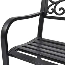 GOTOTOP Panchina da Giardino 2 Persone Acciaio e Ghisa Nera Panca da Esterno 127 x 60 x 85 cm