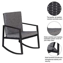 LUGEUK Sedia a Dondolo a 3 Pezzi Set di mobili da Esterno per Esterni, Coperchio di Conversazione per Sedia in Rattan, tavolino in Vetro (Nero)