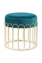 One Couture Sgabello, Poliestere, Petrolio/Oro, 40cm x 40cm x 39cm
