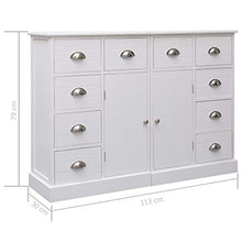 Festnight Credenza con 10 Cassetti in Legno Bianca 113x30x79 cm