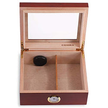 Umidificatore Humidor Cigar Box - Humidor da Tavolo in Legno di Cedro con Divisore in Cedro E Igrometro in Vetro Ad Anello in Ottone, Contiene da 25 A 50 Sigari,Marrone
