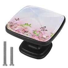 farfalla fiori di ciliegio Pomelli per Porta Set di 4 Pomelli per Mobili Manopole per Cassetti Cucina Armadio Vetro