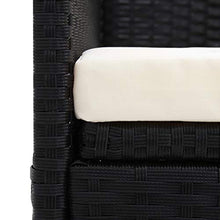 Divani da Giardino Esterno in Polyrattan con Cuscini, Divano 3 Posti, Lettino Prendisole con Cuscini in Polyrattan 200 x 60 x 58 cm, Nero