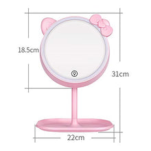 Keliour Specchi da Tavolo Multifunzionale dimmerabile Specchio di Trucco LED Bagagli Touch-up Trucco Specchio Portatile Lampada da Tavolo Specchio per Donne (Color : Pink, Size : 31X21X11cm)