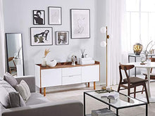 Beliani Credenza Bianca e Marrone 68 x 149 cm a Due Ante Stile Scandinavo Madera