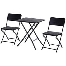 Outsunny Set 3 Pzi Mobili da Giardino: 2 Sedie (54x44.5x81cm) 1 Tavolo (61.6x61.6x74cm), Pieghevoli e Salvaspazio, Nero