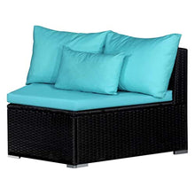 Festnight Set Divani da Giardino in Polyrattan, Set di Mobili da Giardino, Set Divano Esterno con Cuscini 9 pz Blu