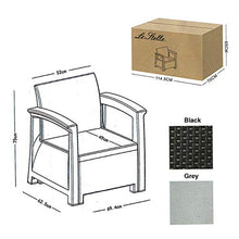 Le Stelle Set 2 Poltrone Poltroncine con Cuscino in Polyrattan Arredo Giardino da Esterno Nero