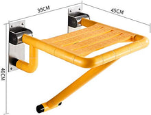 Sgabello pieghevole da bagno, sgabello che cambia scarpa a parete, robusta base in acciaio inox, pieghevole e luminosa, superficie del sedile è lunga 39 cm di lunghezza e 45 cm di larghezza, bianca e