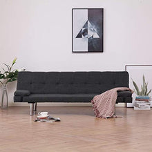 vidaXL Divano Letto con 2 Cuscini Regolabile Elegante Moderno per Ospiti Arredo Salotto Sofa Grigio Chiaro in Similpelle Telaio Legno Gambe Cromate