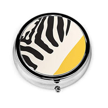 Zebra - Contenitore rotondo per pillole con 3 scomparti, in metallo, per medicina, vitamina