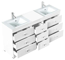 Mobile bagno a terra Vitro Classic con lavabos in vetro bianco lucido