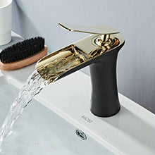 Leekayer Rubinetti per lavandini bagno Miscelatore Monocomando per Lavabo Rubinetto Bagno Lavabo Miscelatore nero/oro Cromato Cascata Durevole Rubinetto