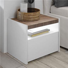 NOUVOMEUBLE - Comodino a LED bianco e colore noce scuro Delfino (confezione da 2)