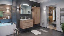 Set di mobili da bagno Firenze 90 (4 parti/C) rovere chiaro e armadio a specchio