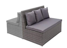 Mendler Divano sofà 2 posti da Esterno HWC-G16 polyrattan Grigio Cuscino Grigio Scuro