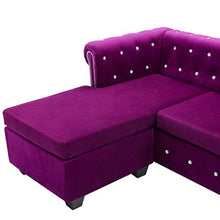 vidaXL Divano Chesterfield a L in Velluto Viola Sdraio Sofa Arreddo Salotto