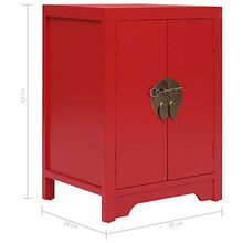 FAMIROSA Comodino Rosso 38x28x52 cm in Legno di Paulownia
