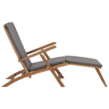 vidaXL Legno Massello di Teak Sedia a Sdraio con Cuscino Grigio Scuro Robusto Pieghevole Reclinabile Elegante Lettino Prendisole Colore Naturale