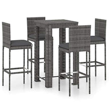 vidaXL Set Bar da Giardino 5 pz con Cuscini in Polyrattan Grigio