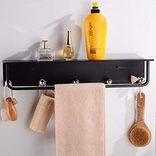 AGGF Mensole per Doccia da Bagno Mensola per Bagno Doccia Oragnizer Mensole per Bagno in Alluminio Decorativo con 5 Ganci Supporto per portasciugamani Singolo a Parete Nero