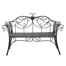 miozzi Panchina da Giardino 2 Posti in Metallo Nera 133x51.5x90 cm
