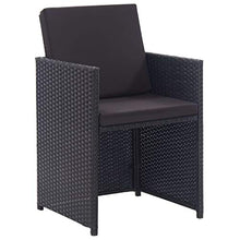 SKM Set da Pranzo da Giardino 11 pz con Cuscini in Polyrattan Nero (112.8kg)