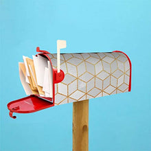 Elisabeth Fredriksson - Cover magnetica per cassetta postale, design unico, motivo cubi bianchi e navy, per decorazione giardino, dimensioni standard, 53 x 45 cm