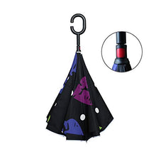 LENNEL Lips Reverse Pieghevole Ombrelli invertiti Doppio Strato Antivento Design C Manico con Strisce Riflettenti Sicurezza Notte