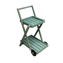 Fioriera Retro Verde Rurale del Supporto del Fiore, Basamento Pieghevole della pianta di Legno Solido di 2 File, scaffale di stoccaggio con la Ruota, pianta Si Leva in Piedi per Le Piante Multiple