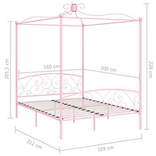SKM Letto a Baldacchino Rosa in Metallo 160x200 cm
