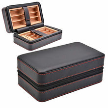 QINJLI Handmade Cigar Humidor, Cedar Cigar Desktop Box con umidificatore, Piano in Vetro for 6 Sigari