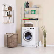 Relaxdays Mobile per Lavatrice in Metallo, 3 Scaffali per Bagno o Lavanderia, sopra WC HxLxP 162,5x67x30 cm, Argento, Plastica Ferro