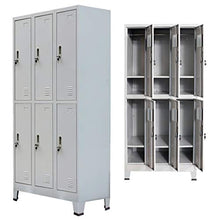 FAMIROSA Armadio con 6 Armadietti in Acciaio 90x45x180 cm Grigio