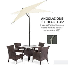 Outsunny Ombrellone da Giardino 300x200cm, Esterni, Spiaggia o Terrazza con Doppio Tettuccio Rettangolare, Beige