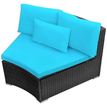 vidaXL Divano da Giardino in Polirattan Blu Divani Tavolo Sdraio con Cuscini
