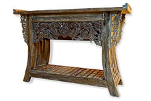 Jambi - Cassettiera in legno di teak massiccio, 120 cm, con intaglio