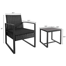 LUGEUK Cuscino per mobili da terrazza PE Rattan Tavern Sedia a 2 Pezzi, con Tavolo, 3 Pezzi
