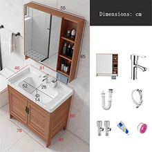 Set di Mobiletti Specchio e Lavabo Pavimento in Alluminio Space Bagno Armadio per Mobile Mobile Mobile Banche da Bagno Vanity (Color : Brown, Size : 48x81x80cm)