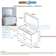 Mobile bagno SOSPESO 100 cm con lavabo in ceramica e specchio con cassetti BIANCO LINDA 8210