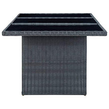 FAMIROSA Tavolino da Giardino Grigio Scuro Polyrattan e Vetro Temperato
