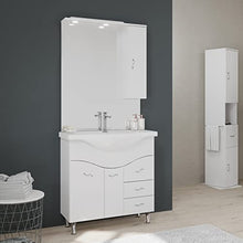 Kiamami Valentina Mobile Bagno 85CM A Terra con LAVABO Specchio E PENSILE Bianco | Easy