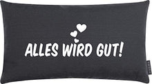 SITTING POINT only by MAGMA Cuscino decorativo "Alles wird GUT" ca. 25 x 45 cm. Made in Germany, certificato Ökotex (antracite)
