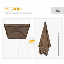 Outsunny Ombrellone da Esterno 200x200cm, Terrazza, Giardino con Tettuccio Quadrato, Regolabile e Portatile, caffè