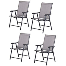 Set 4 Sedie da Giardino 58x64x94 cm in Textilene Miozzi Sanders Grigio e Nero