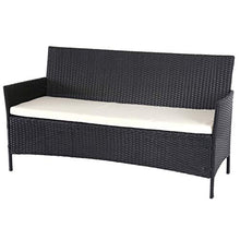 Mendler Serie Halden per l'esterno Divano Sofa 3 posti polyrattan Antracite con Cuscino Avorio