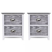 2 Pezzi Contenitore di Stoccaggio, Comodino Stoccaggio Mobile Bagno Comodino con 2 cassetti, 38 x 28 x 45 cm, Grigio e Bianco
